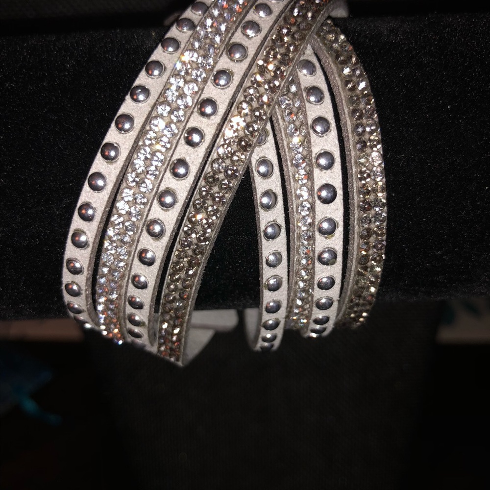 Suede rhinestone wrap bracelet